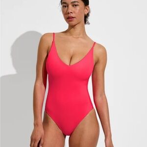 Left On Friday Bright Pink One-Piece Swimsuit Sunday Suit, Neon Red